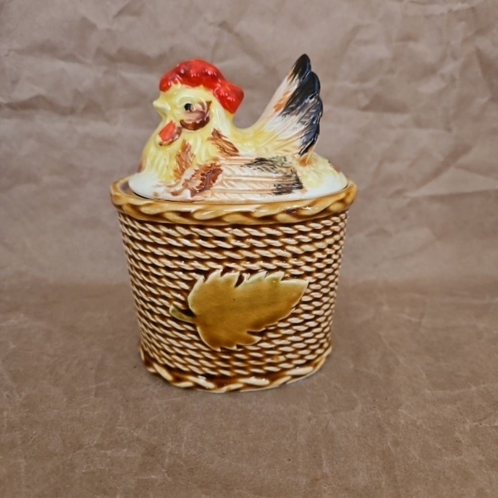 Vintage Rossini Nesting Hen Chicken Basket Decorative Dish w Lid Japan